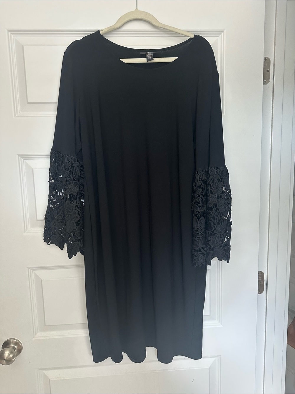 Alfani Black Midi Dress with Crochet Bell Sleeves